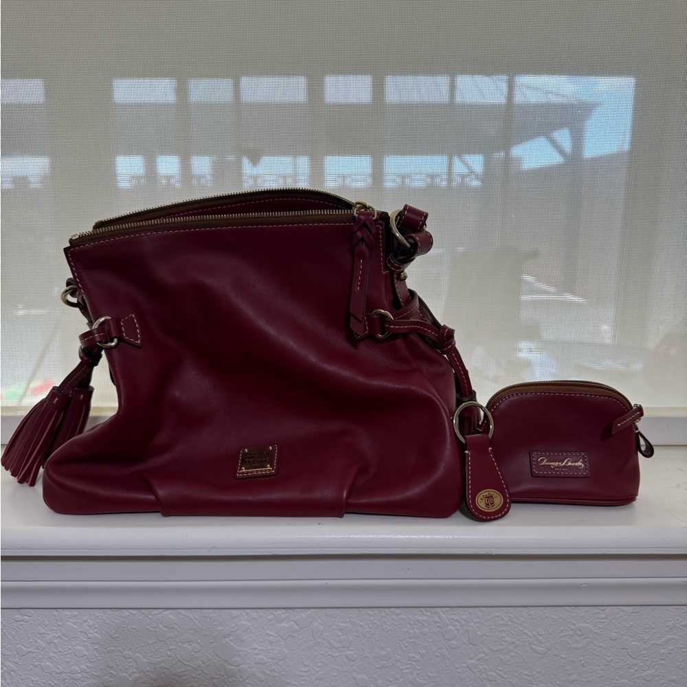 Dooney & Bourke Burgundy Leather Tegan Shoulder Bag